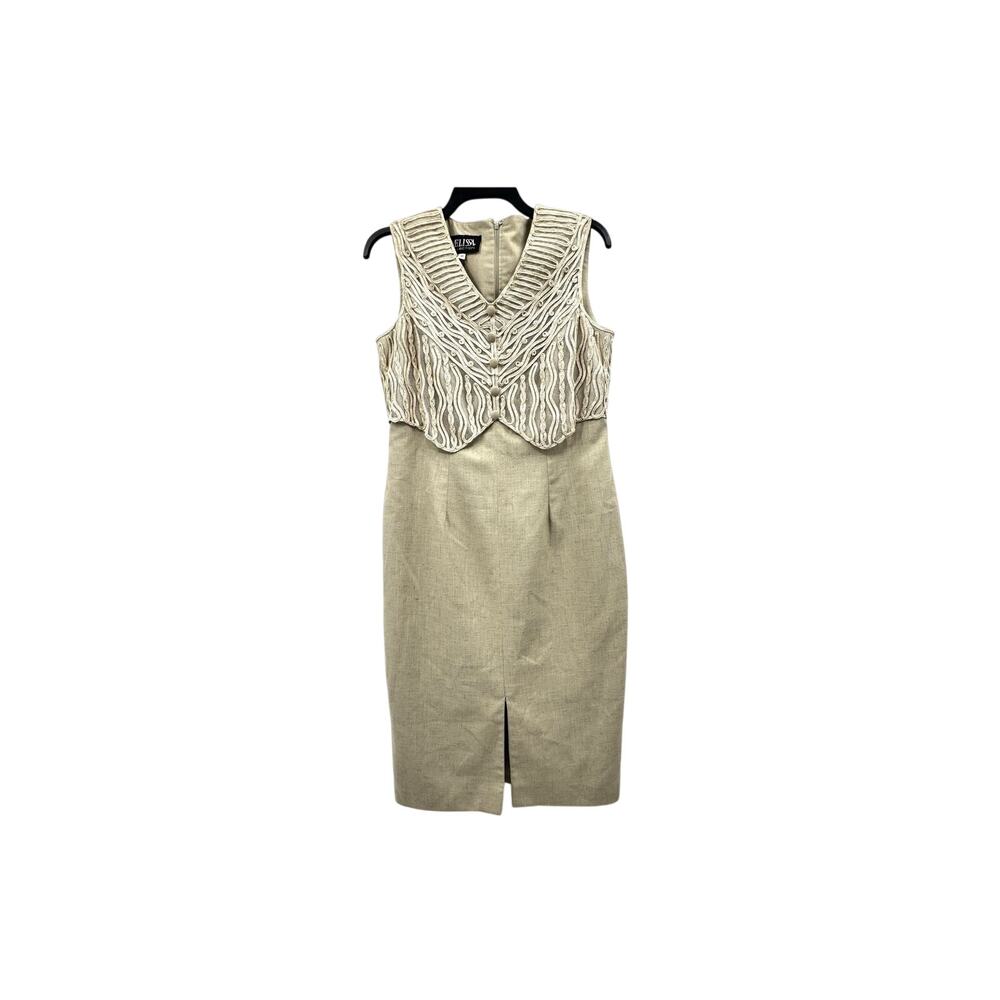 Melissa Collection Dress Mesh Overlay Embroidered Womens Size 10 Button Front